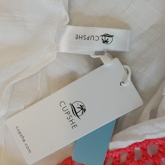 Cupshe White Boho Swim Beach Cover-up with Multi-colour Crochet and Fringe Trim… - Picture 10 of 11